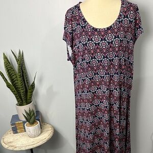 Dept222 Navy and Pink Floral Short Sleeve Dress Size 1X